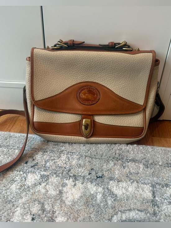 Dooney & Bourke Handbags - Dooney & Bourke Cream and Brown Pebbled Leather Shoulder Bag